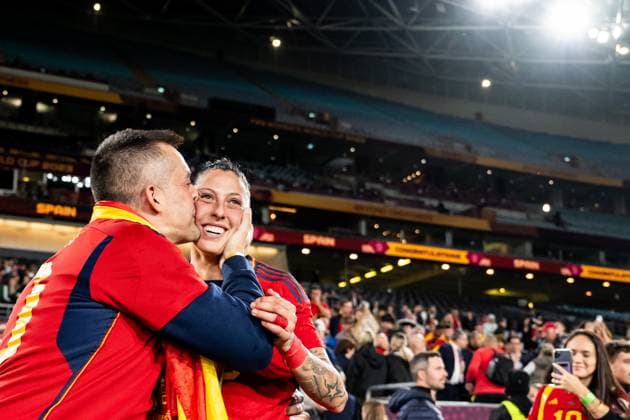 230820 Jennifer Hermoso of Spain celebate after the FIFA Women s World Cup final between Spain and England on August 20, 2023 in Sydney. Photo: Mathias Bergeld BILDBYRAN kod MB MB0706 fotboll football soccer fotball fotbolls-vm världsmästerskap vm fifa womens world cup final spanien england spain 32 dam bbeng fotball vm verdensmesterskap kvinner women jubel Copyright: MATHIASxBERGELD BB230820MB143