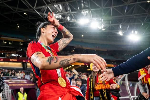 230820 Jennifer Hermoso of Spain celebate after the FIFA Women s World Cup final between Spain and England on August 20, 2023 in Sydney. Photo: Mathias Bergeld BILDBYRAN kod MB MB0706 fotboll football soccer fotball fotbolls-vm världsmästerskap vm fifa womens world cup final spanien england spain 32 dam bbeng fotball vm verdensmesterskap kvinner women jubel Copyright: MATHIASxBERGELD BB230820MB148