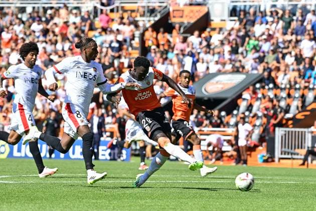 But de SirinÃ DOUCOURE ( 29 - FC Lorient ) - FOOTBALL : Lorient vs Nice - Ligue 1 - 20 08 2023 FedericoPestellini Panoramic 