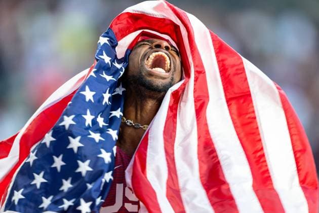 Bilder des Jahres 2023, Sport 08 August Sport Themen der Woche KW33 Sport Bilder des Tages World Athletics Championships Budapest 23; Hungary, 20.08.2023 Noah LYLES of UNITED STATES (USA) wins the gold medal in the mens 100 m at the World Athletics Championships Budapest 23 in Budapest, National Athletics Centre, on Sunday, 20. August 2023 *** World Athletics Championships Budapest 23 Hungary, 20 08 2023 Noah LYLES of UNITED STATES USA wins the gold medal in the mens 100 m at the World Athletics Championships Budapest 23 in Budapest, National Athletics Centre, on Sunday, 20 August 2023 Copyright: xBEAUTIFULxSPORTS TobiasxLacknerx