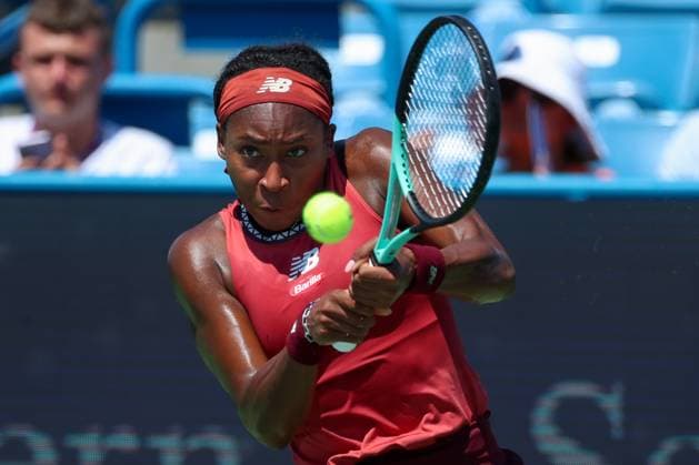 CINCINNATI, OH - AUGUST 20: Coco Gauff of the United States hits a backhand during the final round at the Western & Southern Open at Lindner Family Tennis Center on August 20, 2023 in Mason, Ohio. (Photo by Ian Johnson Icon Sportswire) TENNIS: AUG 20 Western & Southern Open EDITORIAL USE ONLY Icon230820011