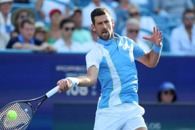 CINCINNATI, OH - AUGUST 20: Novak Djokovic of Serbia hits a forehand during the final round at the Western & Southern Open at Lindner Family Tennis Center on August 20, 2023 in Mason, Ohio. (Photo by Ian Johnson Icon Sportswire) TENNIS: AUG 20 Western & Southern Open EDITORIAL USE ONLY Icon230820067