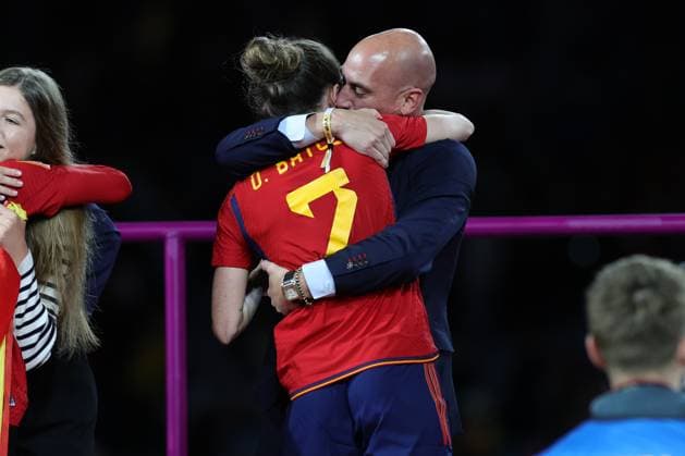 Irene Guerrero of Spain is kissed by Luis Rubiales President of the Royal Spanish Football Association after winning the FIFA Women s World Cup 2023 Final match between Spain Women and England Women at Stadium Australia, Sydney, Australia on 20 August 2023. Copyright: xPeterxDovganx 38130169
