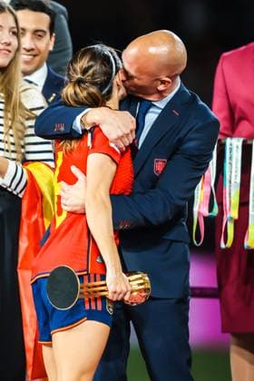 August 20, 2023, Sydney, New South Wales, Australia: SYDNEY, AUSTRALIA - AUGUST 20: Spanish football federation president Luis Rubiales kisses Aitana BONMATI of Spain after Spain beat England in the final of the FIFA Women s World Cup Australia & New Zealand 2023 at Stadium Australia on August 20, 2023 Sydney Australia - ZUMAp121 20230820_zsp_p121_135 Copyright: xChrisxPutnamx