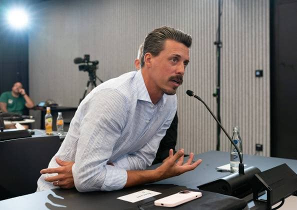 21.08.2023, xsltx, Fussball DFB-Pressekonferenz, emspor, v.l. Sandro Wagner (Kompetenzteam des DFB) (DFL DFB REGULATIONS PROHIBIT ANY USE OF PHOTOGRAPHS as IMAGE SEQUENCES and or QUASI-VIDEO) Frankfurt am Main