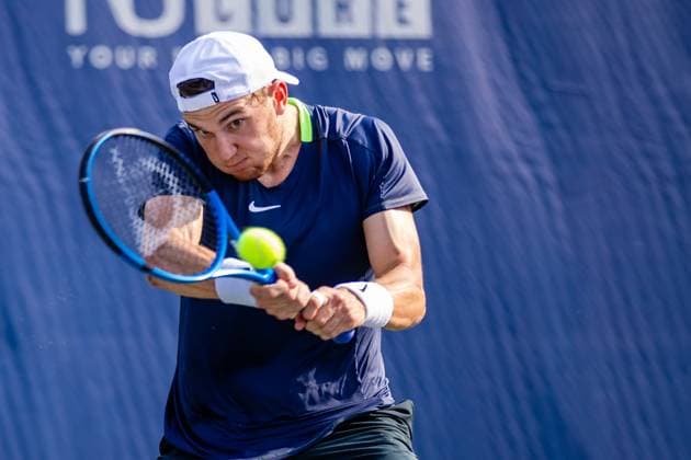 August 22, 2023: Jack Draper returns the ball during the second round of the 2023 Winston-Salem Open at Wake Forest Tennis Complex in Wnston-Salem, NC. ( ) Wnston-Salem United States - ZUMAc04_ 20230822_zma_c04_053 Copyright: xScottxKinserx