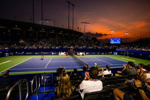 August 22, 2023: Rinky Hijikata celebrates after a forcing duece during the second round of the 2023 Winston-Salem Open at Wake Forest Tennis Complex in Wnston-Salem, NC. ( ) Wnston-Salem United States - ZUMAc04_ 20230822_zma_c04_127 Copyright: xScottxKinserx
