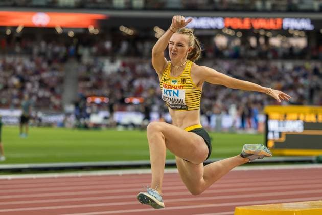 Sport Themen der Woche KW34 Sport Bilder des Tages World Athletics Championships Budapest 23; Hungary, 23.08.2023 Kira WITTMANN of GERMANY (GER) competes in the qualification of the womens triple jump at the World Athletics Championships Budapest 23 in Budapest, on Wednesday, August 23, 2023 *** World Athletics Championships Budapest 23 Hungary, 23 08 2023 Kira WITTMANN of GERMANY GER competes in the qualification of the womens triple jump at the World Athletics Championships Budapest 23 in Budapest, on Wednesday, August 23, 2023 Copyright: xBEAUTIFULxSPORTS OlafxRellischx
