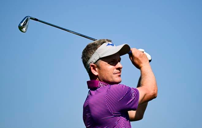 Golf player Luke Donald of Britain in action during the ninth edition of the Czech Masters golf tournament of the European DP World Tour (24-27 August) in Albatross Golf Resort, Vysoky Ujezd, Czech Republic, August 24, 2023. (CTKxPhoto RomanxVondrous) CTKPhotoP2023082404095 CTKPhotoP2023082404095