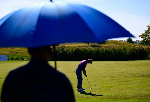 Golf player Luke Donald of Britain in action during the ninth edition of the Czech Masters golf tournament of the European DP World Tour (24-27 August) in Albatross Golf Resort, Vysoky Ujezd, Czech Republic, August 24, 2023. (CTKxPhoto RomanxVondrous) CTKPhotoP2023082404109 CTKPhotoP2023082404109