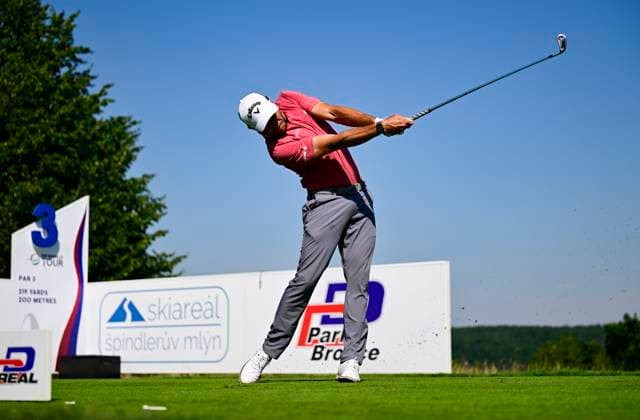 Golf player Maxmilian Kieffer of Germany in action during the ninth edition of the Czech Masters golf tournament of the European DP World Tour (24-27 August) in Albatross Golf Resort, Vysoky Ujezd, Czech Republic, August 24, 2023. (CTKxPhoto RomanxVondrous) CTKPhotoP2023082404116 CTKPhotoP2023082404116