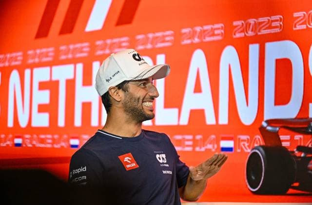 24th August 2023; Circuit Zandvoort, Zandvoort, North Holland, Netherlands; Formula 1 Heineken Dutch Grand Prix 2023; Arrivals and Inspection Day; Daniel Ricciardo (AUS) is full of energy at the driver s press conference, PK, Pressekonferenz  ActionPlus12546451 GodfreyxPitt