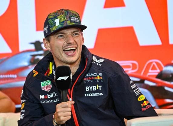 24th August 2023; Circuit Zandvoort, Zandvoort, North Holland, Netherlands; Formula 1 Heineken Dutch Grand Prix 2023; Arrivals and Inspection Day; Max Verstappen (NED) laughs at a question at the drivers press conference, PK, Pressekonferenz  ActionPlus12546453 GodfreyxPitt