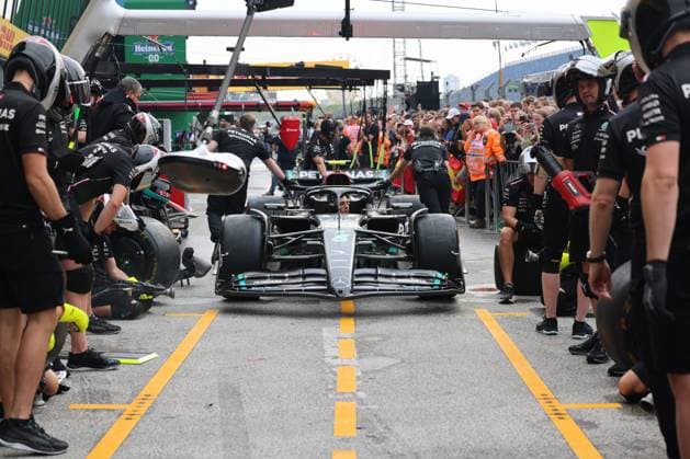 Pitstop Practice, Mercedes AMG Petronas F1, Media Day, Grosser Preis der Niederlande, Motorsport, Formel 1, Saison 2023, 24.08.2023 NLD, Formel 1, CM Circuit Zandvoort, Media Day Zandvoort Copyright: xEibner-Pressefoto Grafx EP_AGF
