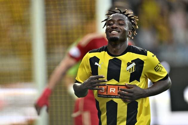 GÖTEBORG 20230824 Häckens Ibrahim Sadiq under torsdagens play off till Europa League, första matchen, mellan BK Häcken och Aberdeen FC pa Bravida arena. GÖTEBORG SVERIGE x9200x