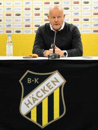 230824 Head coach Per-Mathias Hogmo of Häcken during the press conference, PK, Pressekonferenz after the UEFA Europa League play-off match between Häcken and Aberdeen on August 24, 2023 in Göteborg. Photo: Michael Erichsen BILDBYRAN COP 89 MI0526 aberdeen bbeng football fotball fotboll häcken soccer uefa europa league Copyright: MICHAELxERICHSEN BB230824MI052