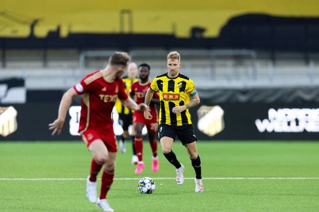230824 Samuel Gustafson of Häcken during the UEFA Europa League play-off match between Häcken and Aberdeen on August 24, 2023 in Göteborg. Photo: Michael Erichsen BILDBYRAN COP 89 MI0526 aberdeen bbeng football fotball fotboll häcken soccer uefa europa league Copyright: MICHAELxERICHSEN BB230824MI108