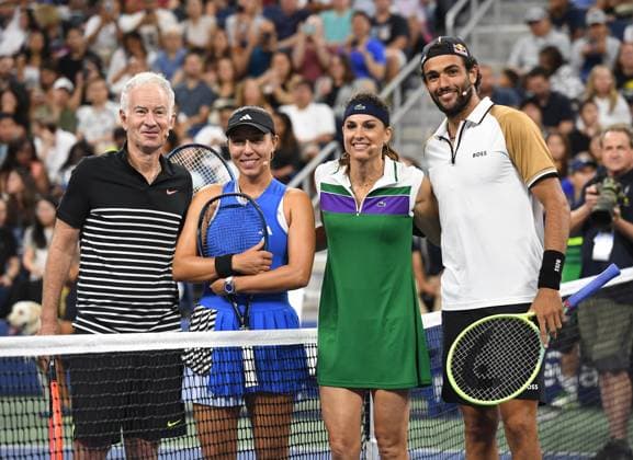Practice court at the USTA Billie Jean King National Tennis Center in Flushing Queens. Featuring: John McEnroe, Jessica Pegula, Gabriela Sabatini, Matteo Berrettini Where: Flushing Meadows, New York, United States When: 23 Aug 2023 Credit: Robert Bell INSTARimages Copyright: xRobertxBell INSTARimagesx 0302252577st EDITORIAL USE ONLY. RESTRICTED TO NEWSPAPERS BASED IN THE UK