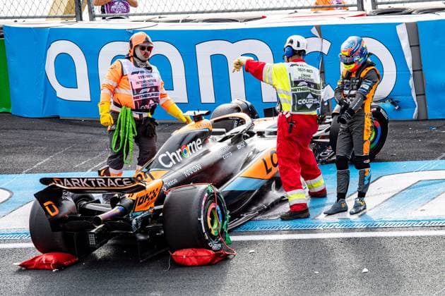 Formel 1 GP Holland Zandvoort. Freitag, 25.08.2023 Unfall zwischen Daniel Ricciardo und Oscar Piastri in FP2; Formel 1 GP Holland Zandvoort. Freitag, 25.08.2023 Copyright: xBEAUTIFULxSPORTS Erlhofx