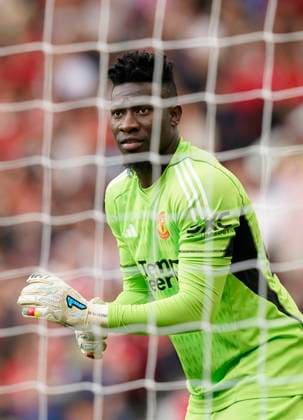 MANCHESTER, ENGLAND, 26th August 2023. Andrà Onana of Manchester United, ManU during the Premier League match at OLD TRAFFORD, MANCHESTER. Picture credit should read: Andrew Yates Sportimage EDITORIAL USE ONLY. No use with unauthorised audio, video, data, fixture lists, club league logos or live services. Online in-match use limited to 120 images, no video emulation. No use in betting, games or single club league player publications. SPI-2540-0054