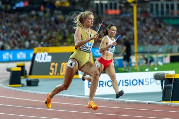 Sport Themen der Woche KW34 Alica Schmidt (SCC Berlin, Germany), 4x400m relay Women (4x400m Staffel Frauen) HUN, Leichtathletik, Athletics, World Athletics Championships Budapest 23, Leichtathletik Weltmeisterschaften, 26.08.2023, HUN, Leichtathletik, Athletics, World Athletics Championships Budapest 23, Leichtathletik Weltmeisterschaften, 26.08.2023 Budapest *** Alica Schmidt SCC Berlin, Germany , 4x400m relay Women 4x400m relay Women HUN, Athletics, Athletics, World Athletics Championships Budapest 23, World Athletics Championships, 26 08 2023, HUN, Athletics, Athletics, World Athletics Championships Budapest 23, World Athletics Championships, 26 08 2023 Budapest Copyright: xEibner-Pressefoto StefanxMayerx EP_SMR