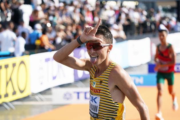 Sport Themen der Woche KW34 Sport Bilder des Tages WM 2023 Budapest, World Athletics, Leichtathletik, athletics, Track and Field, World athletics Championships 2023 Budapest , Leichtathletik WM 2023 Budapest 19.08-27..08..2023, Budapest Ungarn, Marathon Männer Finale, Johannes Motschmann, Deutschland, *** World Championships 2023 Budapest, World Athletics, athletics, track and field, World athletics Championships 2023 Budapest , Athletics World Championships 2023 Budapest 19 08 27 08 2023, Budapest Hungary, Marathon Men Final, Johannes Motschmann, Germany,