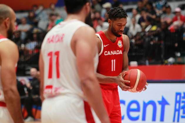 August 27, 2023: JAKARTA, INDONESIA Ã¢â‚¬ AUGUST 27: Kyle Alexander of Canada looked a ball before free throw on Canada vs Lebanon game during 2023 FIBA Basketball World Cup in Jakarta, Indonesia on August 27, 2023. The 2023 FIBA Basketball World Cup will held on August 25 until September 10, 2023 in Jakarta - Indonesia, Manila - Philipines dan Okinawa Ã¢â‚¬ Japan.. Copyright: xYulixSeperi SijorixImagesx