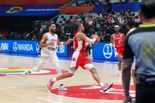 August 27, 2023: JAKARTA, INDONESIA Ã¢â‚¬ AUGUST 27: Dillon Brooks (C) of Canada challenge by Sergio El Darwich (L) of Lebanon on Canada vs Lebanon game during 2023 FIBA Basketball World Cup in Jakarta, Indonesia on August 27, 2023. The 2023 FIBA Basketball World Cup will held on August 25 until September 10, 2023 in Jakarta - Indonesia, Manila - Philipines dan Okinawa Ã¢â‚¬ Japan.. Copyright: xYulixSeperi SijorixImagesx