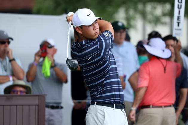 ATLANTA, GA - AUGUST 27: Tom Kim during the final round of the 2023 Tour Championship on August 27, 2023 at East Lake Golf Club in Atlanta, Georgia. (Photo by Michael Wade Icon Sportswire) GOLF: AUG 27 PGA, Golf Herren - TOUR Championship EDITORIAL USE ONLY Icon23082721