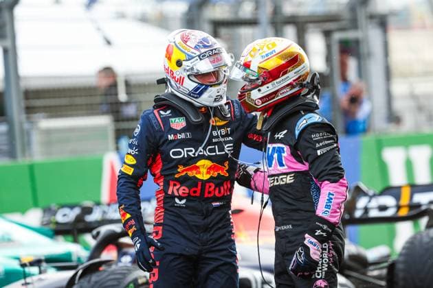 1 Max Verstappen (NLD, Oracle Red Bull Racing), 10 Pierre Gasly (FRA, BWT Alpine F1 Team), F1 Grand Prix of the Netherlands at Circuit Zandvoort on August 27, 2023 in Zandvoort, Netherlands. (Photo by HOCH ZWEI) Zandvoort Netherlands