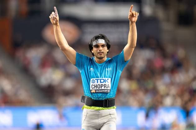 Bilder des Jahres 2023, Sport 08 August Sport Themen der Woche KW34 Sport Bilder des Tages World Athletics Championships Budapest 23; Hungary, 27.08.2023 Neeraj CHOPRA of INDIA (IND) wins the gold medal in the mens javelin throw at the World Athletics Championships Budapest 23 in Budapest, National Athletics Centre, on Sunday, 27. August 2023 *** World Athletics Championships Budapest 23 Hungary, 27 08 2023 Neeraj CHOPRA of INDIA IND wins the gold medal in the mens javelin throw at the World Athletics Championships Budapest 23 in Budapest, National Athletics Centre, on Sunday, 27 August 2023 Copyright: xBEAUTIFULxSPORTS TobiasxLacknerx