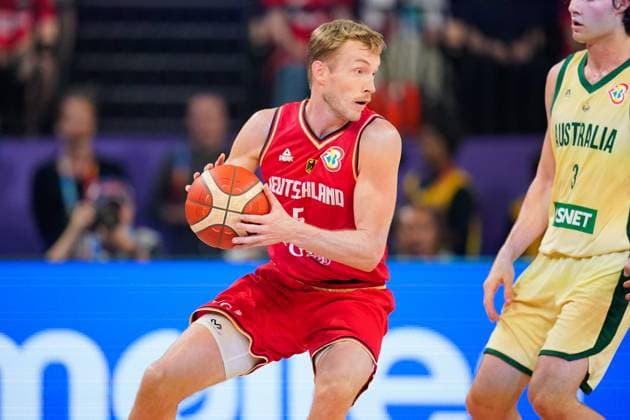 Niels Giffey (GER), AUGUST 27 2023 - Basketball : FIBA Basketball World Cup 1st Round Match between Australia 82-85 Germany at Okinawa Arena during FIBA Basketball World Cup 2023 in Okinawa, Japan. Noxthirdxpartyxsales  (227391387)