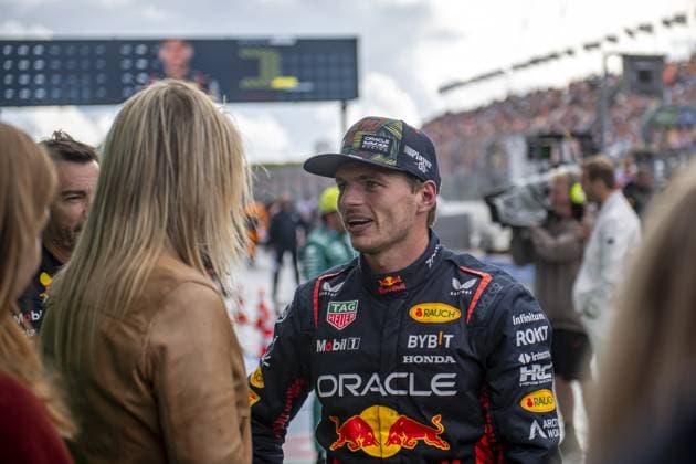 Zandvoort - 27-08-2023, Circuit Zandvoort, Max Verstappen and Queen Maxima of the Netherlands at the Formula 1 Netherlands Grand Prix 2023 Sunday Formula 1 Netherlands Grand Prix 2023 Sunday  x22102236x Copyright:
