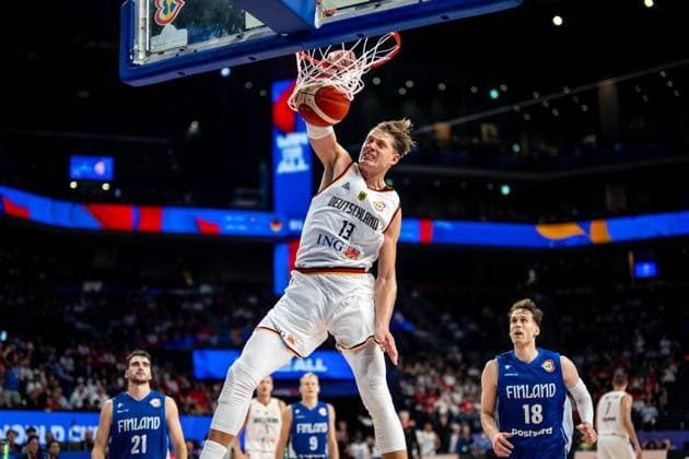Basketball Okinawa 29.08.2023 FIBA Basketball World Cup 2023 Weltmeisterschaft der Männer Deutschland (GER) - Finnland (FIN) Moritz Wagner (Deutschland, No.13) Mikael Jantunen (Finnland, No.18)