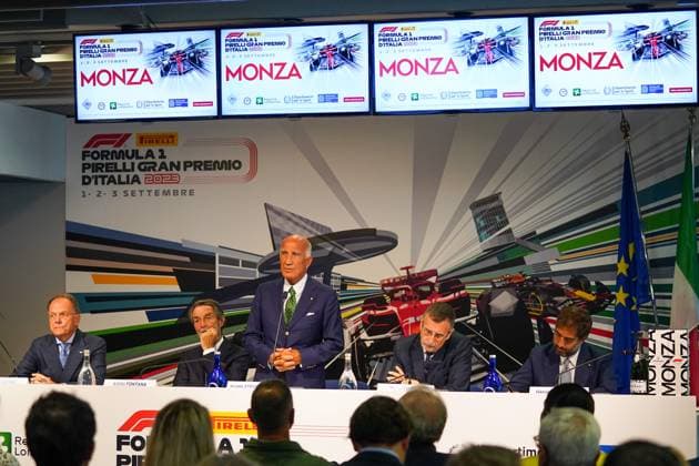 Formula 1 Pirelli Gran Premio d Italia Angelo Sticchi Damiani, president of ACI Italia, during the presentation press conference, PK, Pressekonferenz Formula 1 Pirelli Gran Premio d Italia 2023 on August 29th, 2023 in Monza, Italy. Monza Italy  Copyright: xAlessioxMorgesex originalFilename:morgese-formula1230829_npP70.jpg