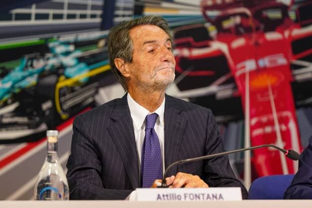 Attilio Fontana, Lombardy region president, during the presentation press conference, PK, Pressekonferenz Formula 1 Pirelli Gran Premio d Italia 2023 on August 29th, 2023 in Monza, Italy. during 2023 GP Formula 1 Pirelli Grand Prix, Gran premio d Italia - Press Conference, Formula 1 Championship in Monza, Italy, August 29 2023 Copyright: xLucaxRossini IPAxSportx xipa-agex xx 0 IPA_IPA39929326