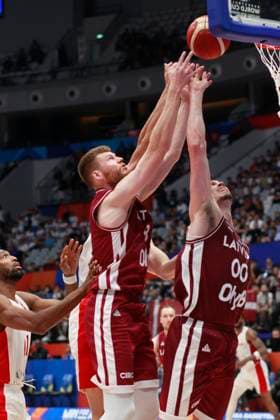 August 29, 2023, Jakarta, Jakarta, Indonesia: JAKARTA, INDONESIA Ã¢â‚¬ AUGUST 29: LatviaÃ¢â‚¬â ¢s players are rebound on Canada vs Latvia game during 2023 FIBA Basketball World Cup in Jakarta, Indonesia on August 29 2023. The 2023 FIBA Basketball World Cup will held on August 25 until September 10, 2023 in Jakarta - Indonesia, Manila - Philipines dan Okinawa Ã¢â‚¬ Japan Jakarta Indonesia - ZUMAys1_ 0302388113st Copyright: xSijorixImagesx