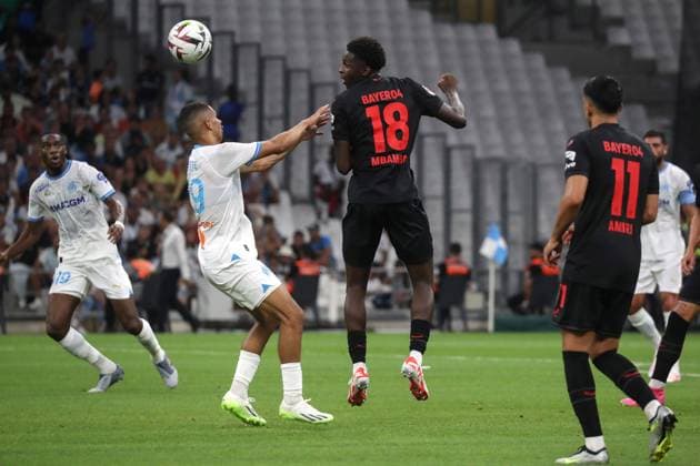 FRANCE - OLYMPIQUE DE MARSEILLE VS BAYER LEVERKUSEN - 2023 08 02 FRANCE, MARSEILLE, 2023 08 02. Noah Mbamba of Bayer Leverkusen during friendly football match between Olympique de Marseille and Bayer Leverkusen on August 02, 2023 at Stade Velodrome in Marseille, France . Photo by Manuel Blondeau AOP.Press Marseille Stade Velodrome Provence France Copyright: x ManuelxBlondeau AOP.Pressx AOP20230802 - 0070