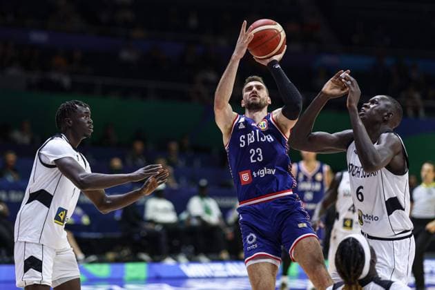 MANILA, PHILIPPINES - AUGUST 30: Marko Guduric 23 of Serbia shoots the ball during the first round Group B match between South Sudan and Serbia on day 6 of the FIBA Basketball World Cup at Araneta Coliseum on August 30, 2023 in Manila, Philippines.  Copyright: xVCGx 111451745101