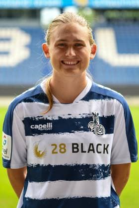 Emilie Henriksen ( MSV Duisburg Frauen ). GER, Fussball, MSV Duisburg Frauen Teampraesentation Saison 2023 24, 28.08.2023 DFL DFB REGULATIONS PROHIBIT ANY USE OF PHOTOGRAPHS AS IMAGE SEQUENCES AND OR QUASI-VIDEO GER, Fussball, MSV Duisburg Frauen Teampraesentation Saison 2023 24, 28.08.2023 Duisburg Copyright: xEibner-Pressefoto ThomasxThienelx EP_TTL