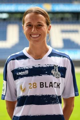 Alexandria Loy Hess ( MSV Duisburg Frauen ). GER, Fussball, MSV Duisburg Frauen Teampraesentation Saison 2023 24, 28.08.2023 DFL DFB REGULATIONS PROHIBIT ANY USE OF PHOTOGRAPHS AS IMAGE SEQUENCES AND OR QUASI-VIDEO GER, Fussball, MSV Duisburg Frauen Teampraesentation Saison 2023 24, 28.08.2023 Duisburg Copyright: xEibner-Pressefoto ThomasxThienelx EP_TTL