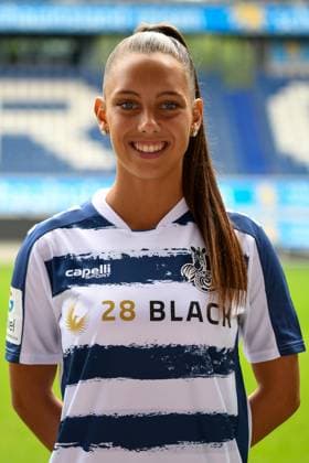 Gina Ebels ( MSV Duisburg Frauen ). GER, Fussball, MSV Duisburg Frauen Teampraesentation Saison 2023 24, 28.08.2023 DFL DFB REGULATIONS PROHIBIT ANY USE OF PHOTOGRAPHS AS IMAGE SEQUENCES AND OR QUASI-VIDEO GER, Fussball, MSV Duisburg Frauen Teampraesentation Saison 2023 24, 28.08.2023 Duisburg Copyright: xEibner-Pressefoto ThomasxThienelx EP_TTL