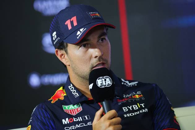 PEREZ Sergio (mex), Red Bull Racing RB19, portrait during the 2023 Formula 1 Pirelli Grand Premio d™Italia Grand Prix, 14th round of the 2023 Formula One World Championship, WM, Weltmeisterschaft from September 1 to 3, 2023 on the Autodromo Nazionale di Monza, in Monza, Italy - F1 - ITALIAN GRAND PRIX 2023 DPPI Panoramic  00123032_EAR35044