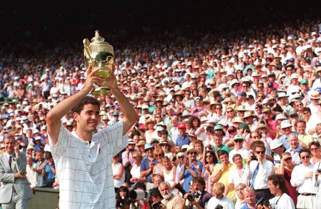 PETE SAMPRAS Professional Tennis Player From USA. (Seen at the 1995 Wimbledon Tennis Championships) COMPULSORY CREDIT: UPPA Photoshot Photo UGL 009812 C-30 09.07.1995 PETE SAMPRAS Professional Tennis Player From USA. (Seen at the 1995 Wimbledon Tennis Championships) COMPULSORY CREDIT: Talking Photoshot Photo UGL 009812 C-30 09.07.1995, Credit:Photoshot Avalon United Kingdom  Copyright: xPhotoshotx xAvalonx 0501803254