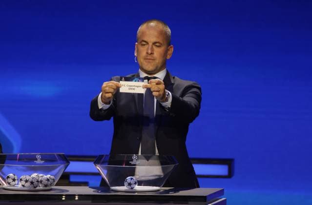 During the Uefa Champions League group draw, former football player Joe Cole draws Fc Copenhagen on 31 August 2023 at Grimaldi Forum, Monaco . Photo Nderim KACELI  Copyright: xNderimxKaceli IPAxSportx xipa-agx xx 0 IPA_IPA39973578