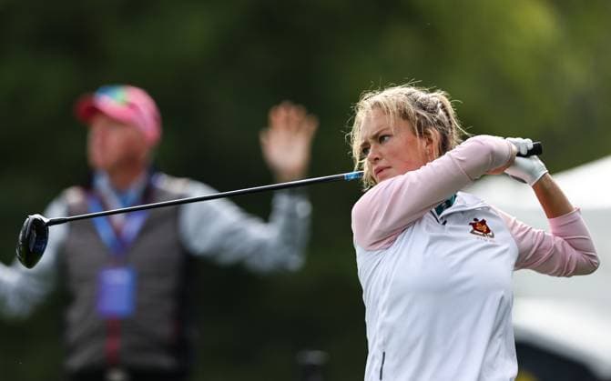 2023 KPMG Women s Irish Open, Dromoland Castle, Clare 1 9 2023 Ireland™s Emma Fleming tees off on the 11th Emma Fleming tees off on the 11th 1 9 2023  Copyright: x INPHO BenxBradyx BST_0586