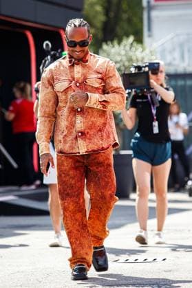 Italy, Monza, 01.09.2023, Autodromo di Monza, F1 Grand Prix of Italy - Practice, Lewis Hamilton of Great Britain and Mercedes arrives in the Paddock Monza Autodromo di Monza Monza Italy