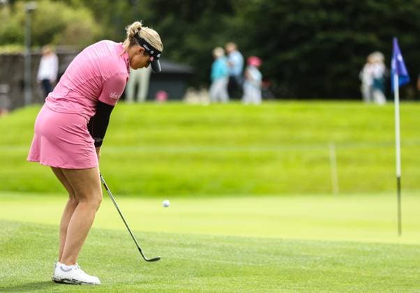 2023 KPMG Women s Irish Open, Dromoland Castle, Clare 1 9 2023 Northern Ireland™s Olivia Mehaffey chips on to the 9th green Olivia Mehaffey chips on to the 9th green 1 9 2023  Copyright: x INPHO BenxBradyx BB1_6619