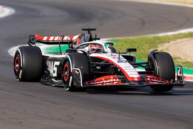 MONZA, ITALY - SEPTEMBER 01: Haas F1 Team driver Kevin Magnussen (20) of Denmark during practice for the F1 Italian Grand Prix on Friday, September 1, 2023 at the Autodromo Nazionale Monza in Monza, Italy. (Photo by Bob Kupbens Icon Sportswire) AUTO: SEP 01 F1 Italian Grand Prix EDITORIAL USE ONLY Icon230901237