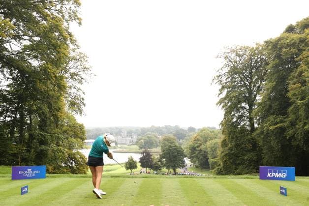 2023 KPMG Women s Irish Open, Dromoland Castle, Clare 2 9 2023 Ireland™s Sara Byrne tees off the 7th Sara Byrne tees off the 7th 2 9 2023  Copyright: x INPHO BenxBradyx BB1_8026